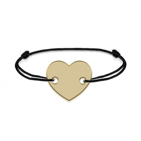 Life - Set bratari personalizate snur cu banut si inima cu nume din Aur galben 14 karate