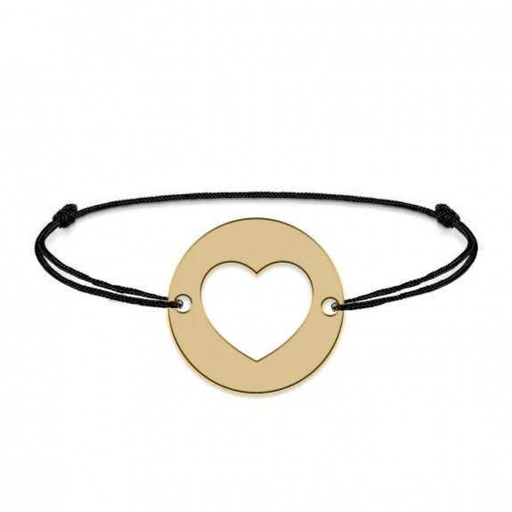 Life - Set bratari personalizate snur cu banut si inima cu nume din Aur galben 14 karate