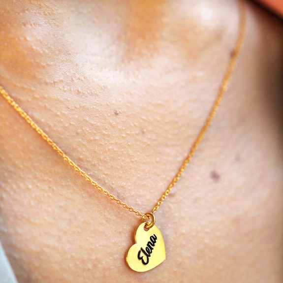 Life - Set coliere personalizate banut si inima cu nume din argint 925 placat cu aur roz