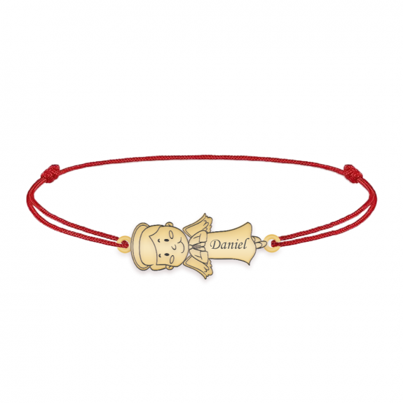 Little Angel - Bratara personalizata snur baietel ingeras din argint 925 placat cu aur galben 24K