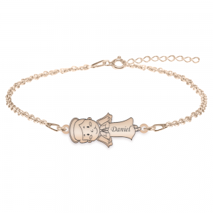 Little Angel - Bratara personalizata baietel ingeras din argint 925 placat cu aur roz