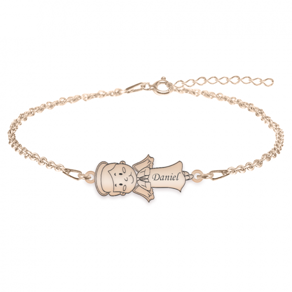 Little Angel - Bratara personalizata baietel ingeras din argint 925 placat cu aur roz