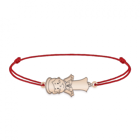 Little Angel - Bratara personalizata snur baietel ingeras din argint 925 placat cu aur roz