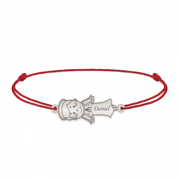 Little Angel - Bratara personalizata snur baietel ingeras din argint 925