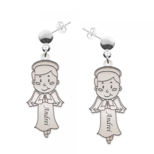 Little Angel - Cercei personalizati baietel ingeras cu tija din argint 925