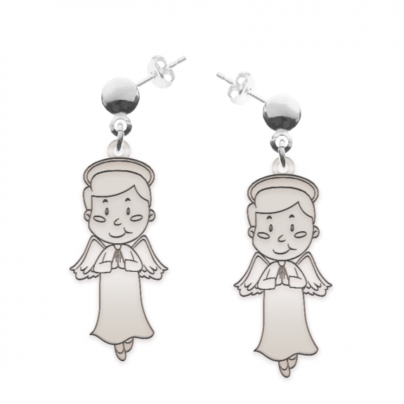 Little Angel - Cercei personalizati baietel ingeras cu tija din argint 925