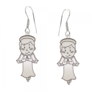 Little Angel - Cercei personalizati baietel ingeras cu tortita deschisa din argint 925