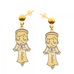 Little Angel - Cercei personalizati baietel ingeras cu tija din argint 925 placat cu aur galben 24K Little Angel - Cercei personalizati baietel ingeras cu tija din argint 925 placat cu aur galben 24K