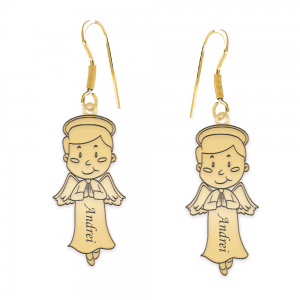 Little Angel - Cercei personalizati baietel ingeras cu tortita deschisa din argint 925 placat cu aur galben 24K Little Angel - Cercei personalizati baietel ingeras cu tortita deschisa din argint 925 placat cu aur galben 24K