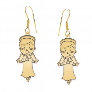Little Angel - Cercei personalizati baietel ingeras cu tortita deschisa din argint 925 placat cu aur galben 24K Little Angel - Cercei personalizati baietel ingeras cu tortita deschisa din argint 925 placat cu aur galben 24K