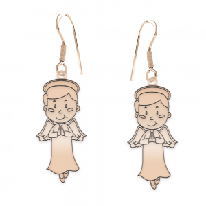Little Angel - Cercei personalizati baietel ingeras cu tortita deschisa din argint 925 placat cu aur roz Little Angel - Cercei personalizati baietel ingeras cu tortita deschisa din argint 925 placat cu aur roz