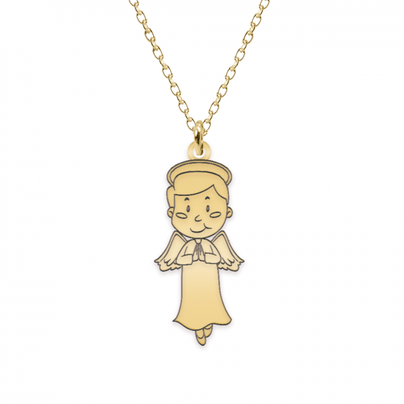 Little Angel - Colier personalizat baietel ingeras din argint 925 placat cu aur galben 24K Little Angel - Colier personalizat baietel ingeras din argint 925 placat cu aur galben 24K