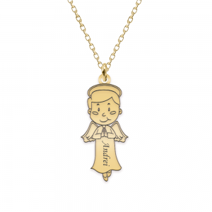 Little Angel - Colier personalizat baietel ingeras din argint 925 placat cu aur galben 24K Little Angel - Colier personalizat baietel ingeras din argint 925 placat cu aur galben 24K