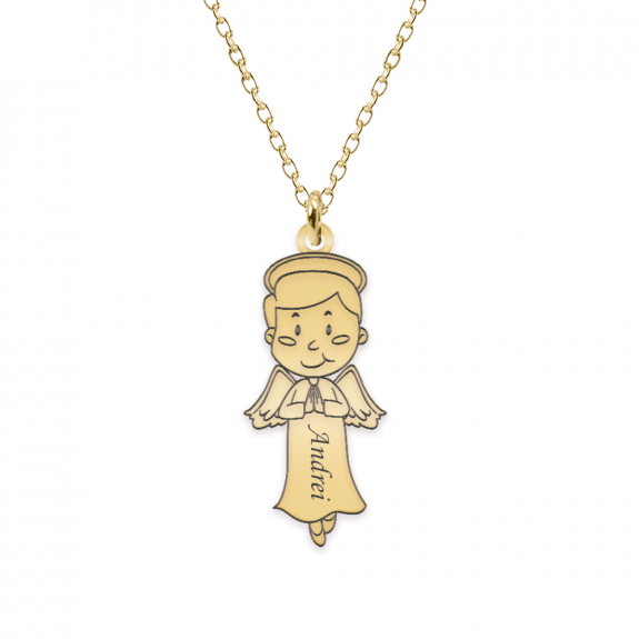 Little Angel - Colier personalizat baietel ingeras din argint 925 placat cu aur galben 24K Little Angel - Colier personalizat baietel ingeras din argint 925 placat cu aur galben 24K