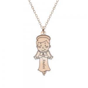 Little Angel - Colier personalizat baietel ingeras din argint 925 placat cu aur roz Little Angel - Colier personalizat baietel ingeras din argint 925 placat cu aur roz