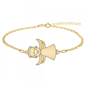 Malaikat - Bratara personalizata baietel ingeras din argint 925 placat cu aur galben 24K