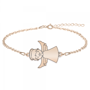 Malaikat - Bratara personalizata baietel ingeras din argint 925 placat cu aur roz