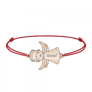 Malaikat - Bratara personalizata snur baietel ingeras din argint 925 placat cu aur roz