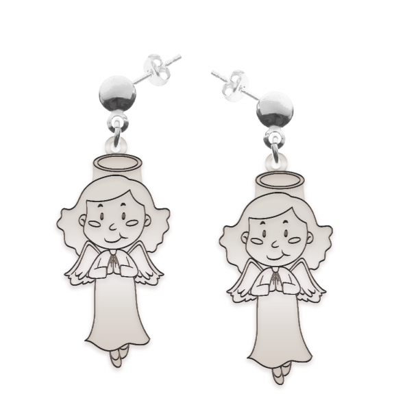 Little Angel - Cercei personalizati fetita ingeras cu tija din argint 925