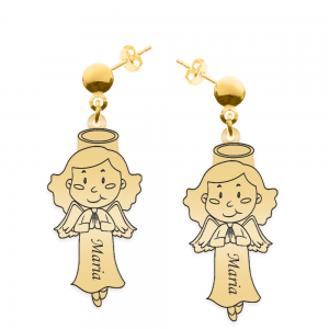 Little Angel - Cercei personalizati fetita ingeras cu tija din argint 925 placat cu aur galben 24K Little Angel - Cercei personalizati fetita ingeras cu tija din argint 925 placat cu aur galben 24K