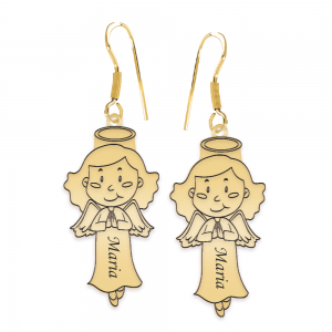 Little Angel - Cercei personalizati fetita ingeras cu tortita deschisa din argint 925 placat cu aur galben 24K Little Angel - Cercei personalizati fetita ingeras cu tortita deschisa din argint 925 placat cu aur galben 24K