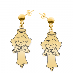 Little Angel - Cercei personalizati fetita ingeras cu tija din argint 925 placat cu aur galben 24K Little Angel - Cercei personalizati fetita ingeras cu tija din argint 925 placat cu aur galben 24K