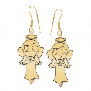 Little Angel - Cercei personalizati fetita ingeras cu tortita deschisa din argint 925 placat cu aur galben 24K Little Angel - Cercei personalizati fetita ingeras cu tortita deschisa din argint 925 placat cu aur galben 24K