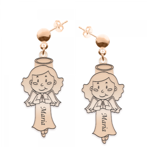 Little Angel - Cercei personalizati fetita ingeras cu tija din argint 925 placat cu aur roz Little Angel - Cercei personalizati fetita ingeras cu tija din argint 925 placat cu aur roz