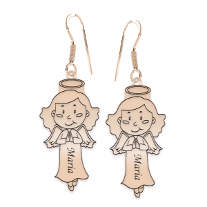 Little Angel - Cercei personalizati fetita ingeras cu tortita deschisa din argint 925 placat cu aur roz Little Angel - Cercei personalizati fetita ingeras cu tortita deschisa din argint 925 placat cu aur roz