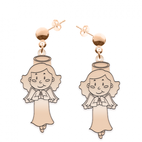 Little Angel - Cercei personalizati fetita ingeras cu tija din argint 925 placat cu aur roz Little Angel - Cercei personalizati fetita ingeras cu tija din argint 925 placat cu aur roz