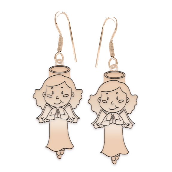 Little Angel - Cercei personalizati fetita ingeras cu tortita deschisa din argint 925 placat cu aur roz