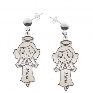 Little Angel - Cercei personalizati fetita ingeras cu tija din argint 925