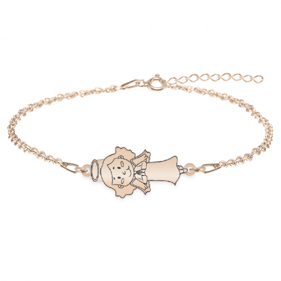 Little Angel - Bratara personalizata fetita ingeras din argint 925 placat cu aur roz