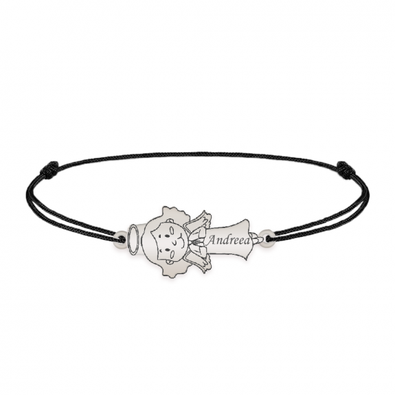 Little Angel - Bratara personalizata snur fetita ingeras din argint 925