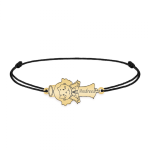 Little Angel - Bratara personalizata snur fetita ingeras din argint 925 placat cu aur galben 24K