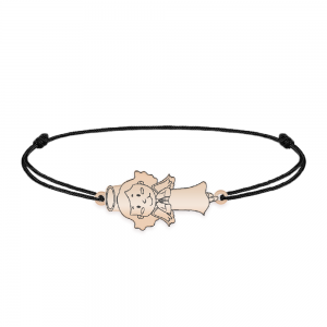 Little Angel - Bratara personalizata snur fetita ingeras din argint 925 placat cu aur roz