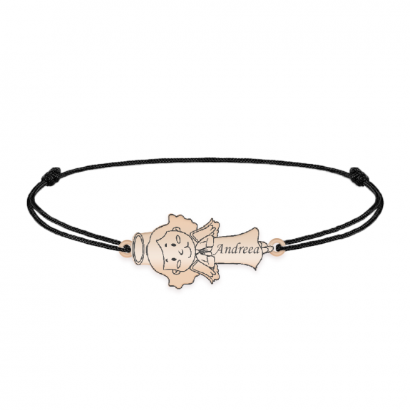 Little Angel - Bratara personalizata snur fetita ingeras din argint 925 placat cu aur roz Little Angel - Bratara personalizata snur fetita ingeras din argint 925 placat cu aur roz