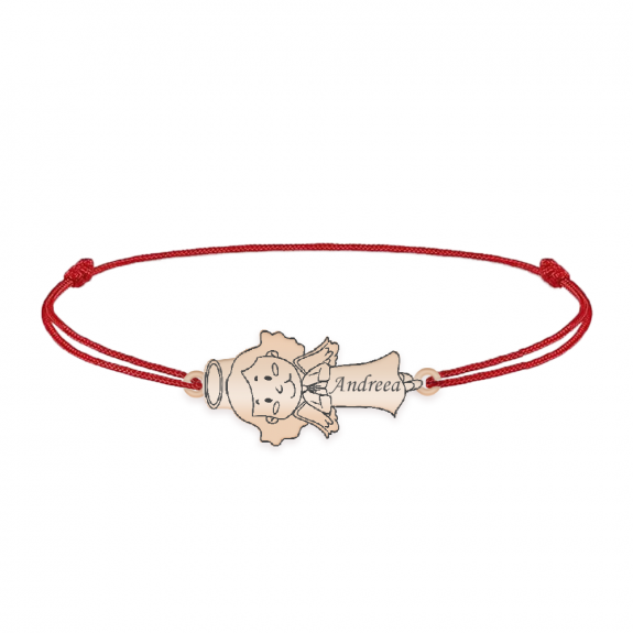 Little Angel - Bratara personalizata snur fetita ingeras din argint 925 placat cu aur roz Little Angel - Bratara personalizata snur fetita ingeras din argint 925 placat cu aur roz