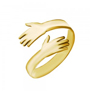 Little Hands - Inel personalizat cu manute reglabil asimetric din argint 925 placat cu aur galben 24K Little Hands - Inel personalizat cu manute reglabil asimetric din argint 925 placat cu aur galben 24K