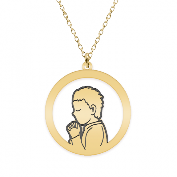 Little Prayer - Colier personalizat copil rugaciune din argint 925 placat cu aur galben 24K