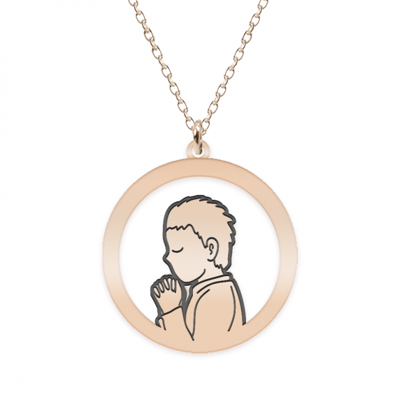 Little Prayer - Colier personalizat copil rugaciune din argint 925 placat cu aur roz