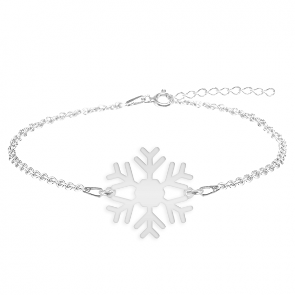 Little Snowflake - Bratara personalizata fulg si litera din argint 925