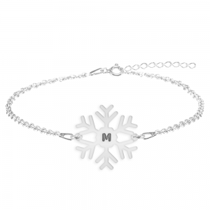 Little Snowflake - Bratara personalizata fulg si litera din argint 925