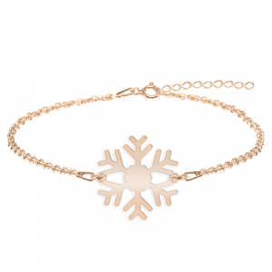 Little Snowflake - Bratara personalizata fulg si litera din argint 925 placat cu aur roz