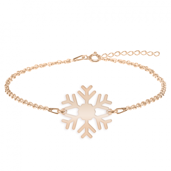 Little Snowflake - Bratara personalizata fulg si litera din argint 925 placat cu aur roz Little Snowflake - Bratara personalizata fulg si litera din argint 925 placat cu aur roz
