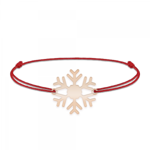 Little Snowflake - Bratara snur personalizata fulg si litera din argint 925 placat cu aur roz