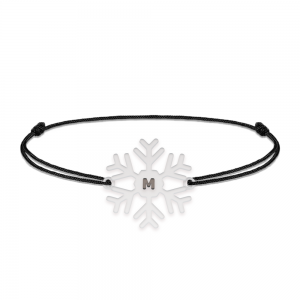 Little Snowflake - Bratara snur personalizata fulg si litera din argint 925