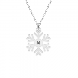 Little Snowflake - Colier personalizat fulg si litera din argint 925