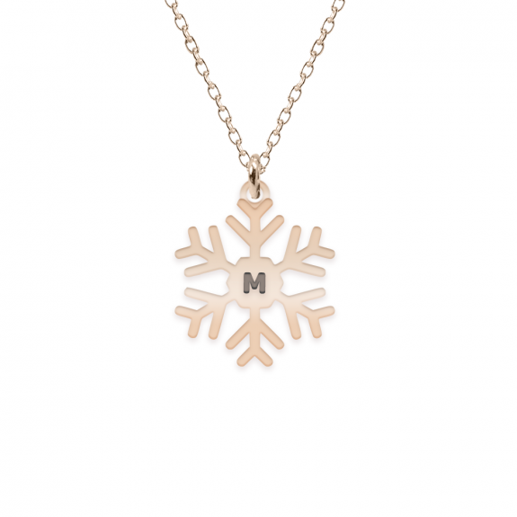 Little Snowflake - Colier personalizat fulg si litera din argint 925 placat cu aur roz Little Snowflake - Colier personalizat fulg si litera din argint 925 placat cu aur roz