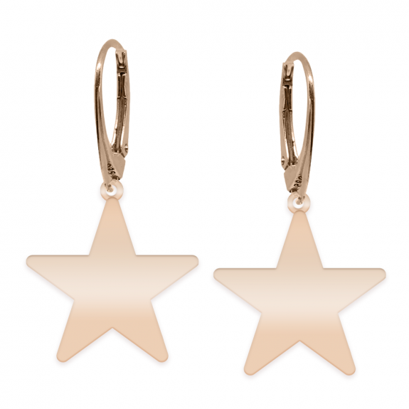 Little Star - Cercei personalizati steluta cu leverback din argint 925 placat cu aur roz